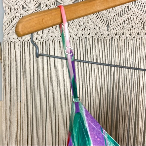 Lulu's Brushstroke of Luck Green Purple Red Pink Watercolor Midi Dress Medium - Picture 9 of 15